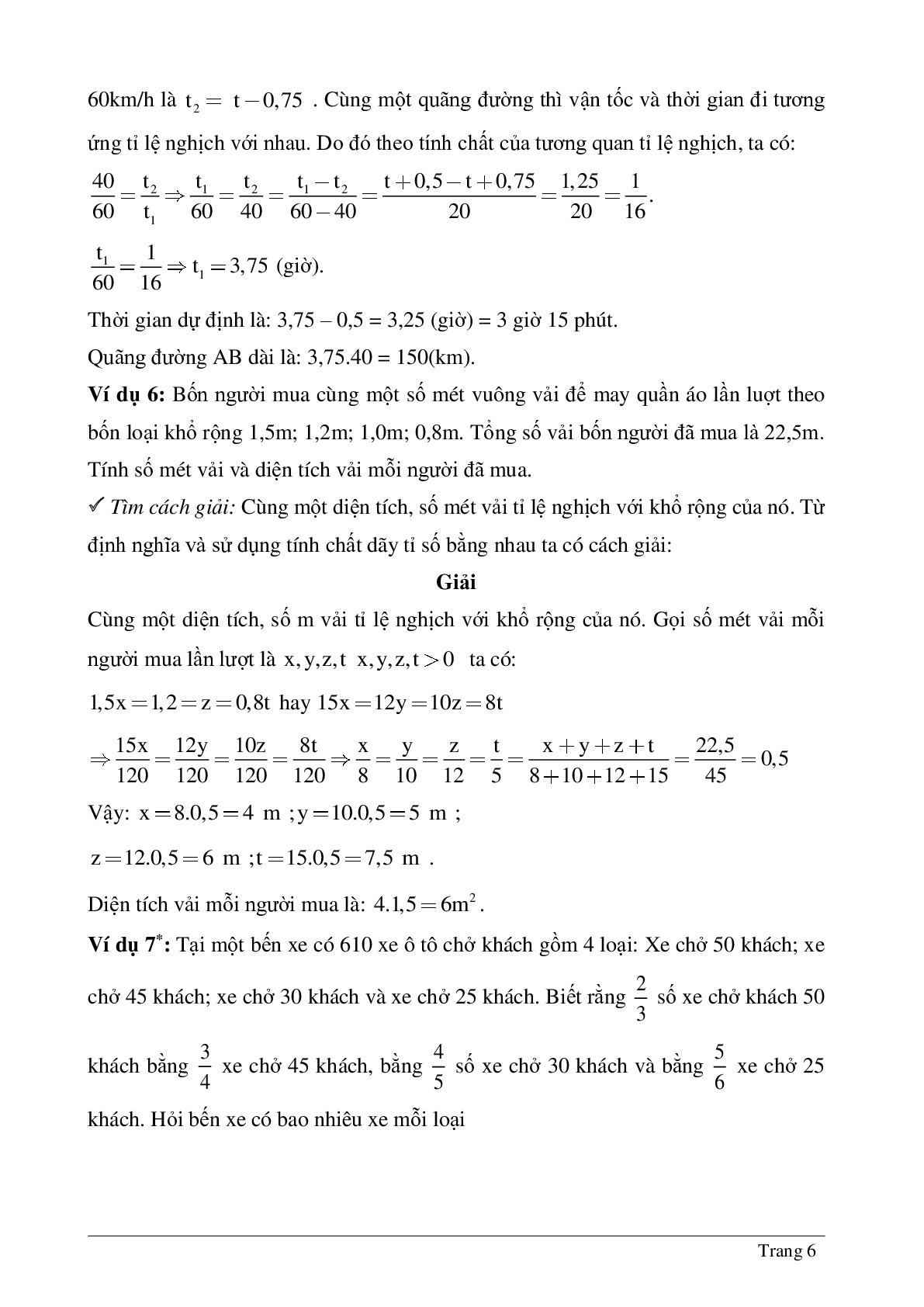 Hệ thống những bài tập thường gặp về Đại lượng tỉ lệ nghịch đại số lớp 7 chia tiết (trang 6)