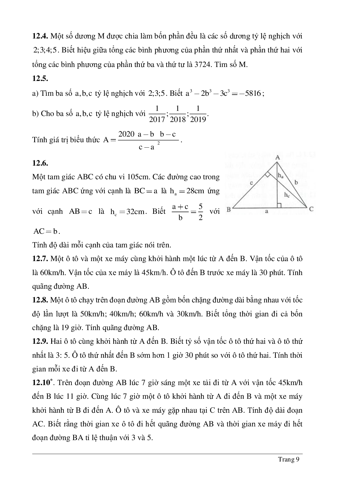 Hệ thống những bài tập thường gặp về Đại lượng tỉ lệ nghịch đại số lớp 7 chia tiết (trang 9)