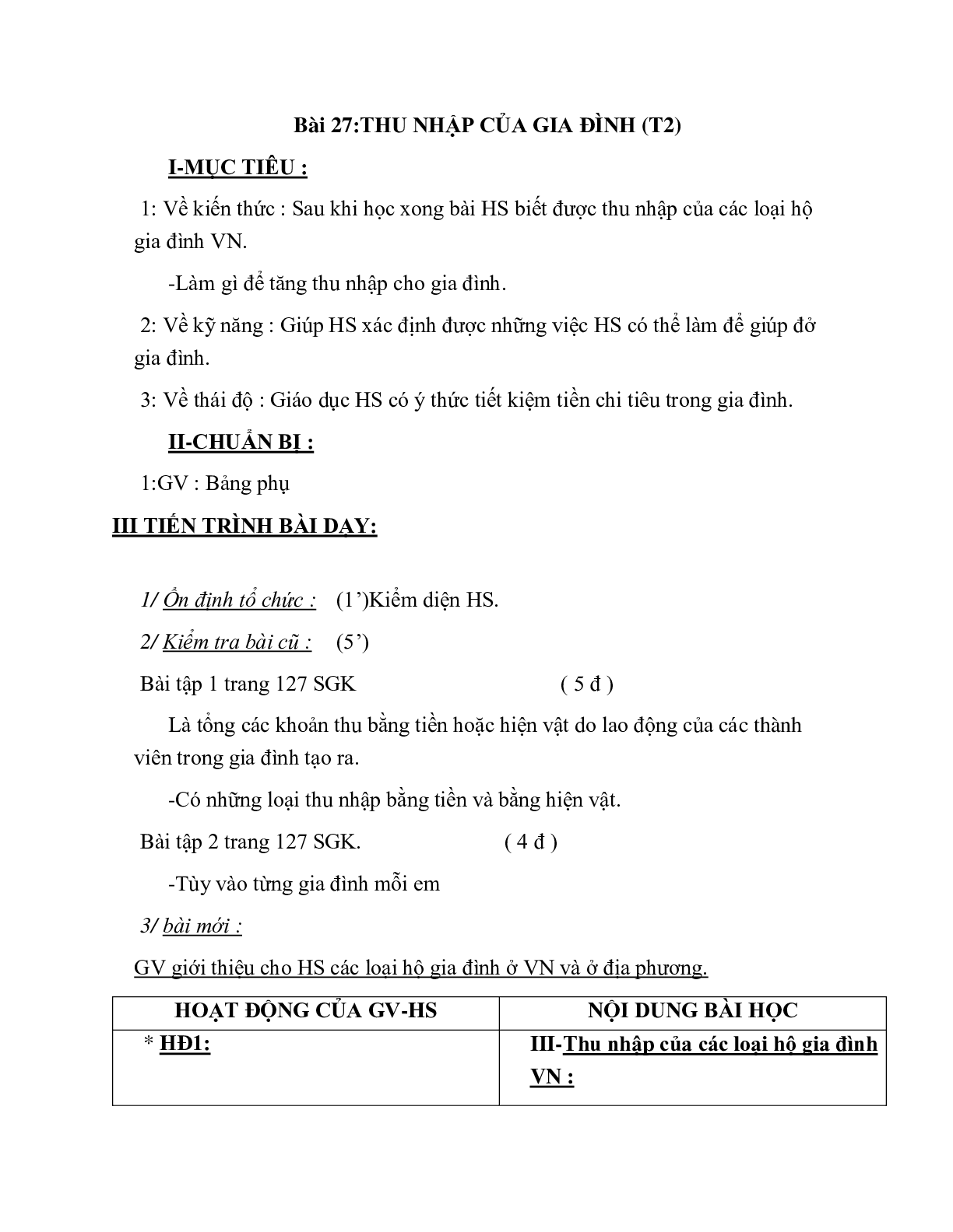 GIÁO ÁN CÔNG NGHỆ 6 BÀI 27:THU NHẬP CỦA GIA ĐÌNH (T2) MỚI NHẤT – CV5555 (trang 1)