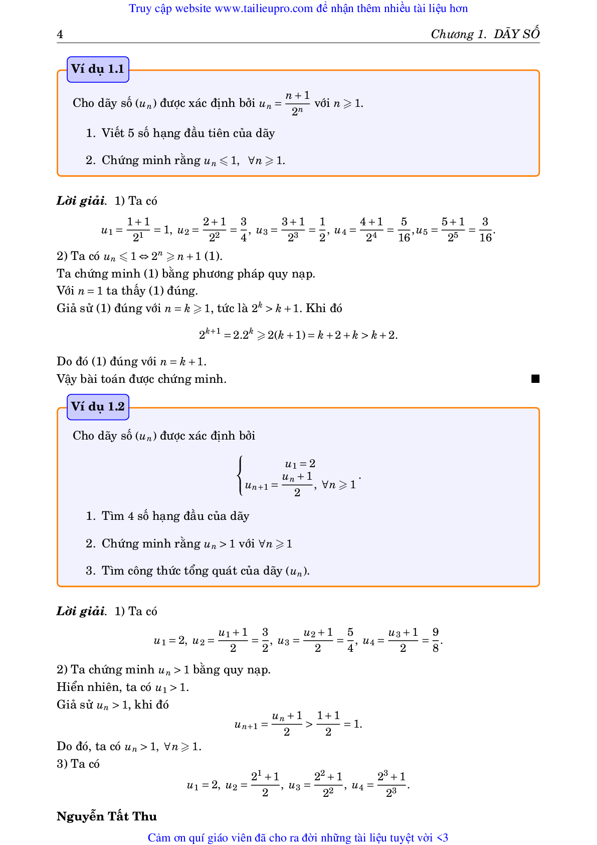 Chuyên đề Dãy số và giới hạn của dãy số môn Toán lớp 11 (trang 4)