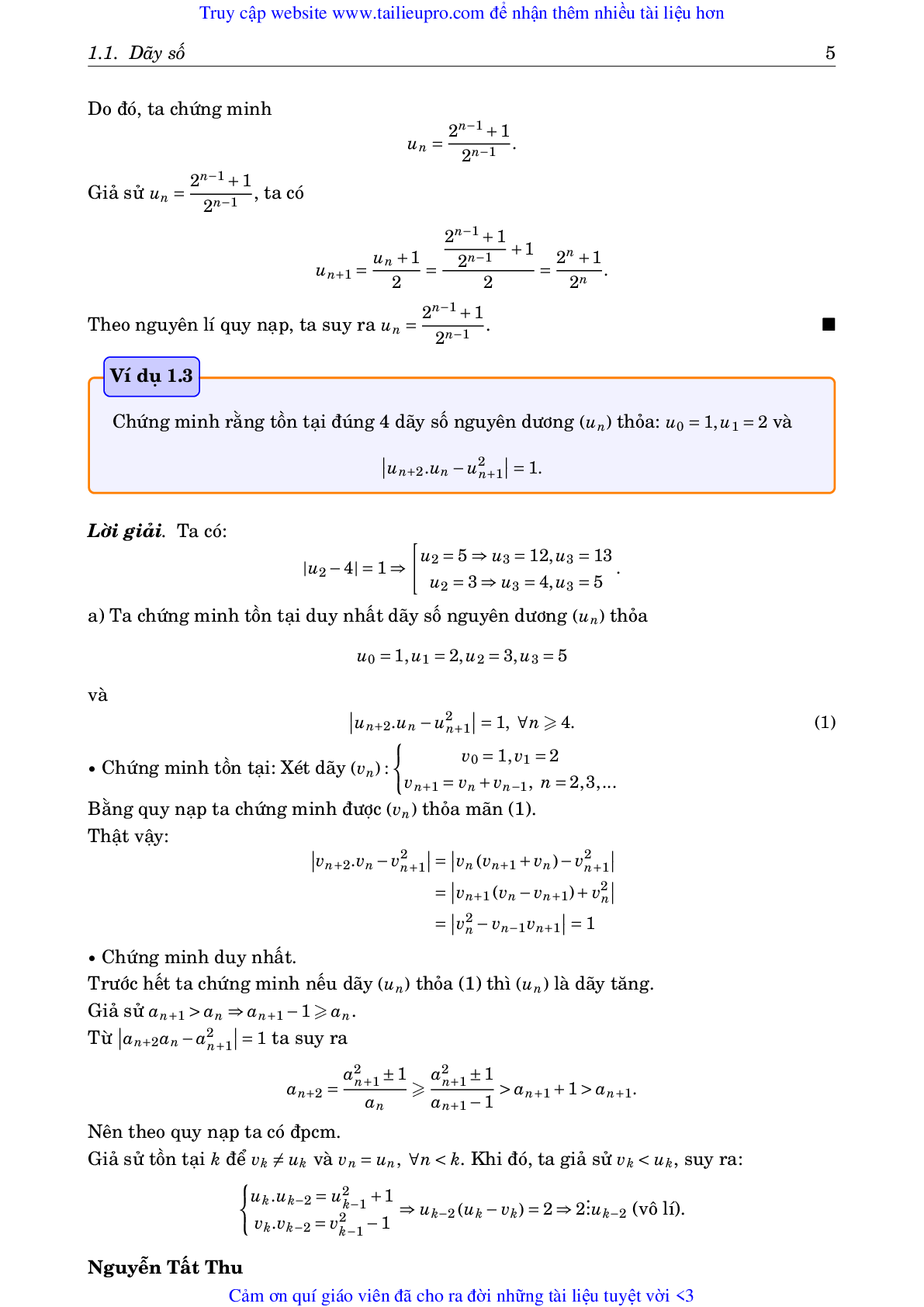 Chuyên đề Dãy số và giới hạn của dãy số môn Toán lớp 11 (trang 5)
