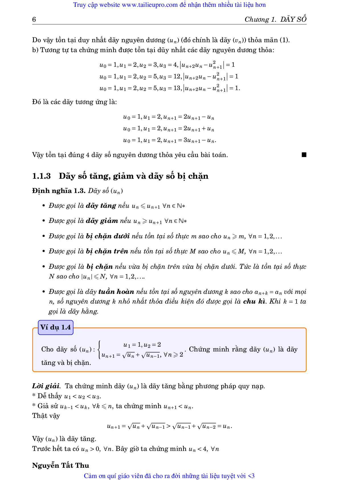 Chuyên đề Dãy số và giới hạn của dãy số môn Toán lớp 11 (trang 6)