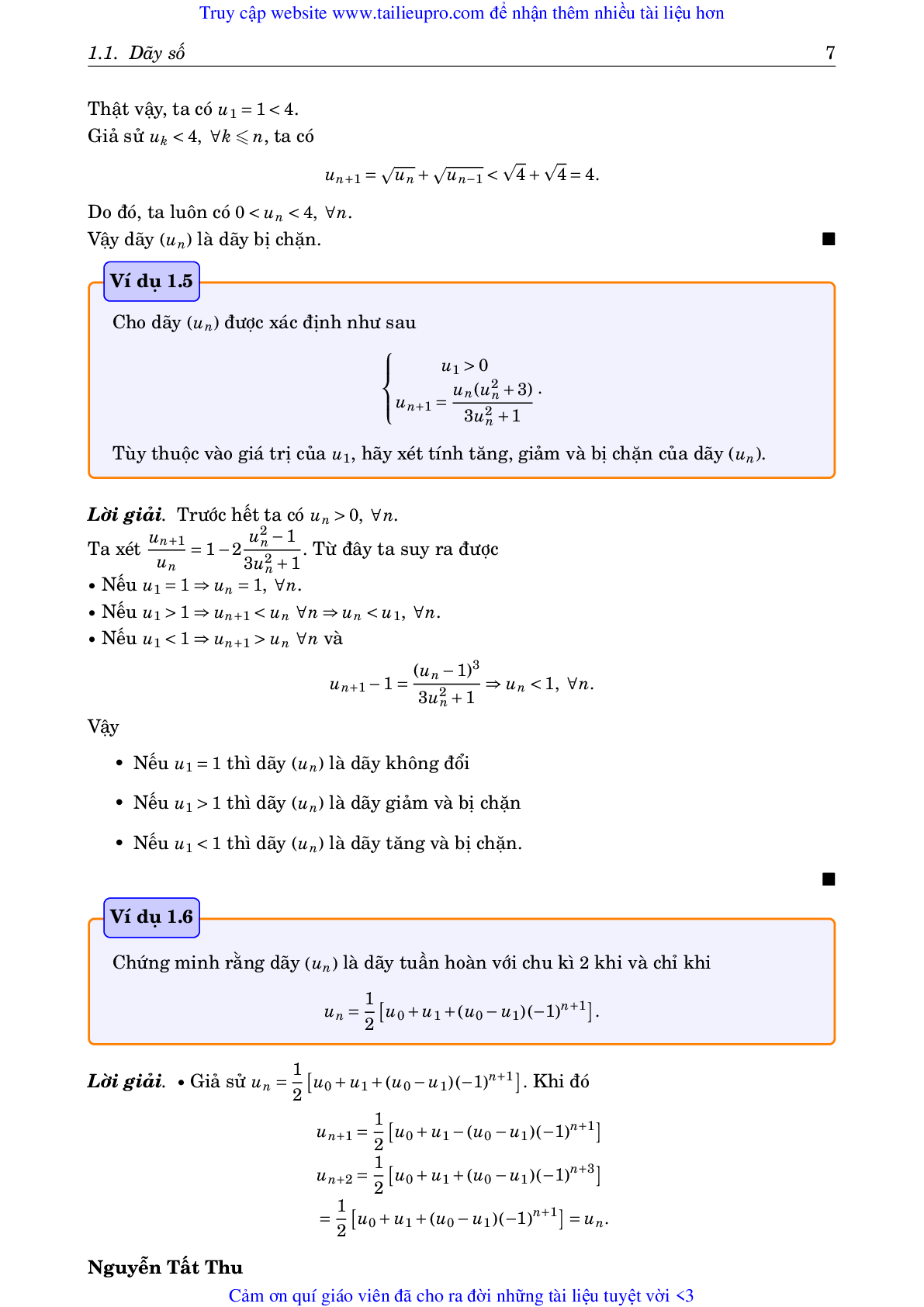 Chuyên đề Dãy số và giới hạn của dãy số môn Toán lớp 11 (trang 7)