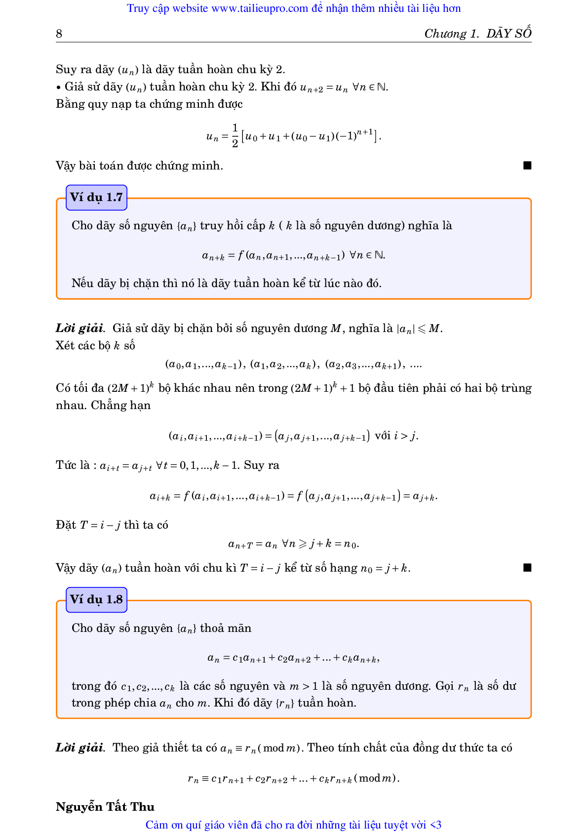 Chuyên đề Dãy số và giới hạn của dãy số môn Toán lớp 11 (trang 8)