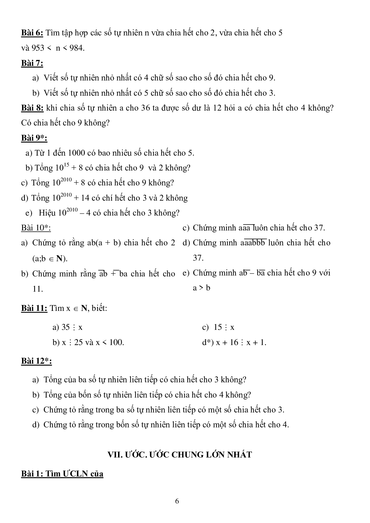 Đề cương ôn tập học kì 1 môn toán lớp 6 (trang 6)