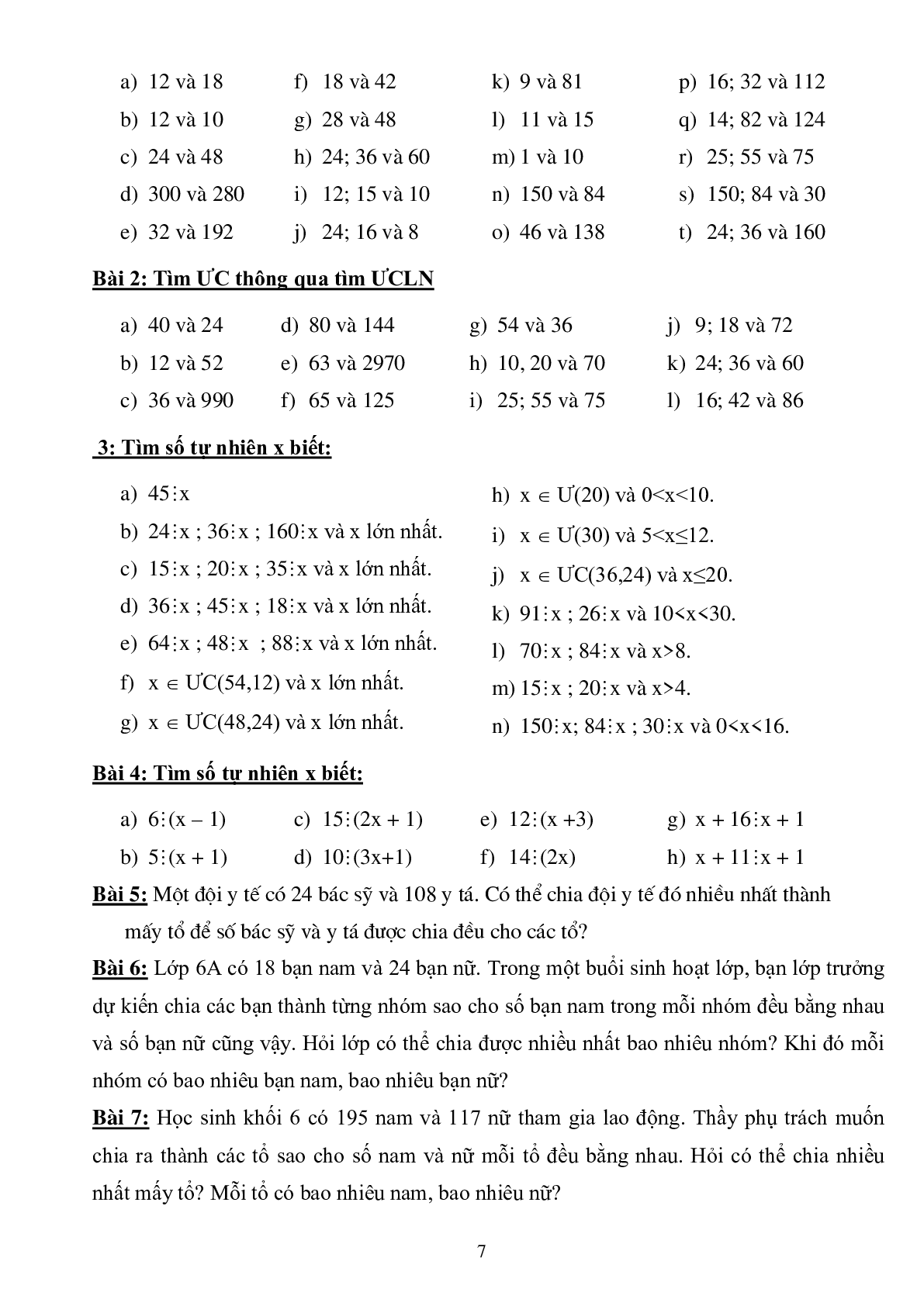 Đề cương ôn tập học kì 1 môn toán lớp 6 (trang 7)
