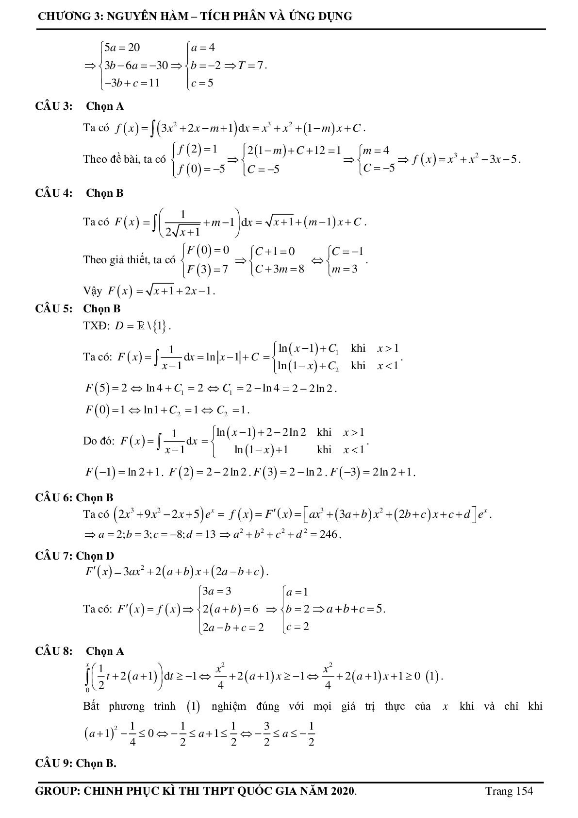 Tuyển chọn các bài toán Nguyên hàm - Tích phân Vận dụng cao thường xuất hiện trong đề thi - có đáp án chi tiết (trang 5)