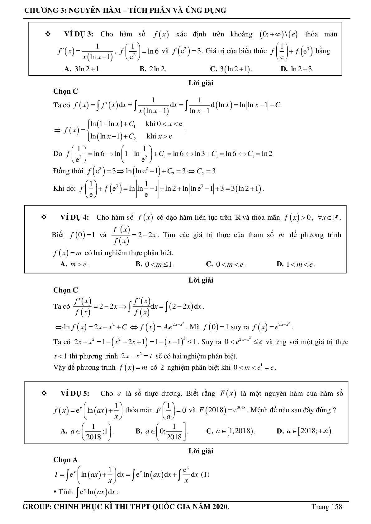 Tuyển chọn các bài toán Nguyên hàm - Tích phân Vận dụng cao thường xuất hiện trong đề thi - có đáp án chi tiết (trang 9)