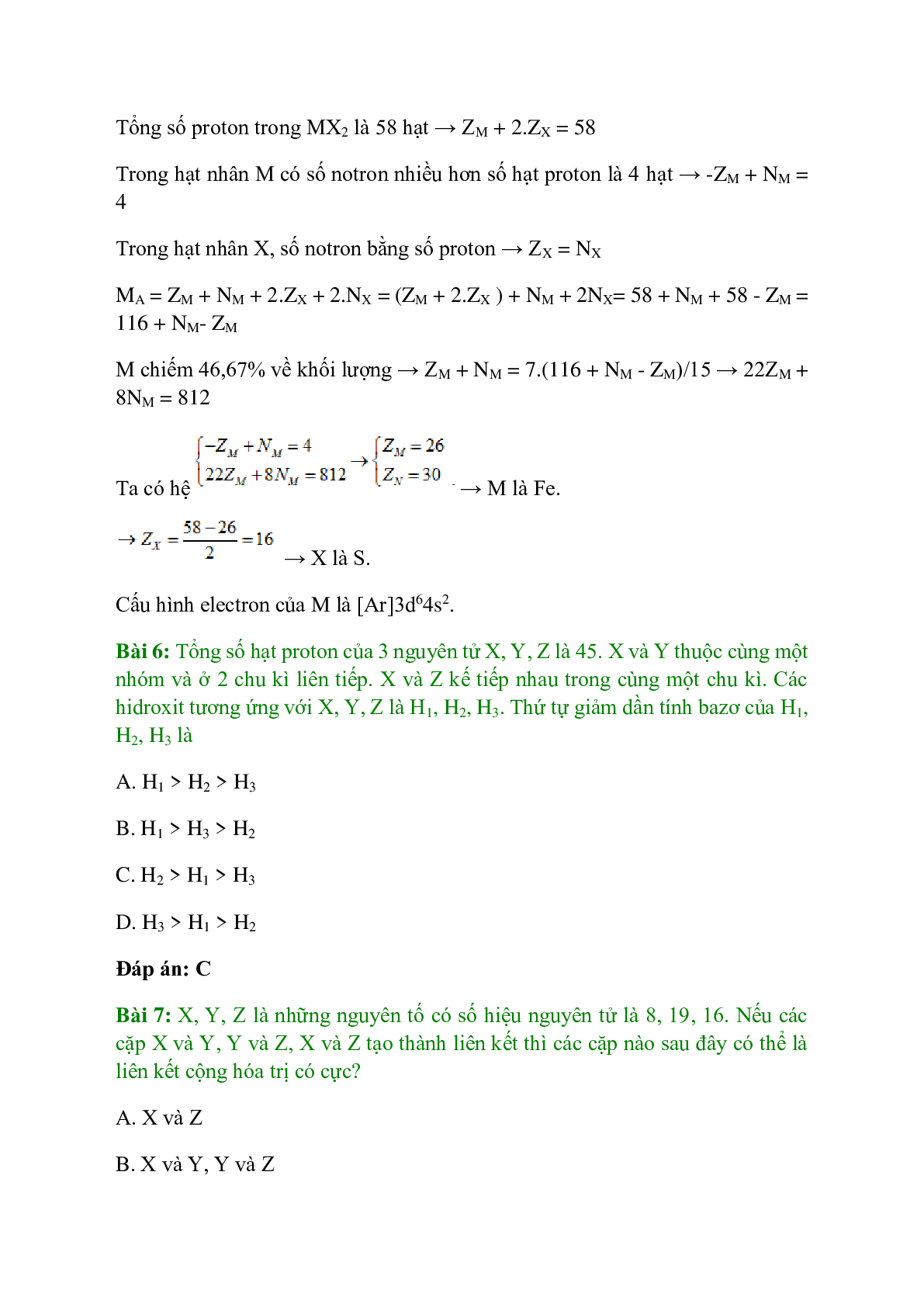 Trắc nghiệm Ôn tập học kì 1 có đáp án - Hóa học 10 (trang 3)