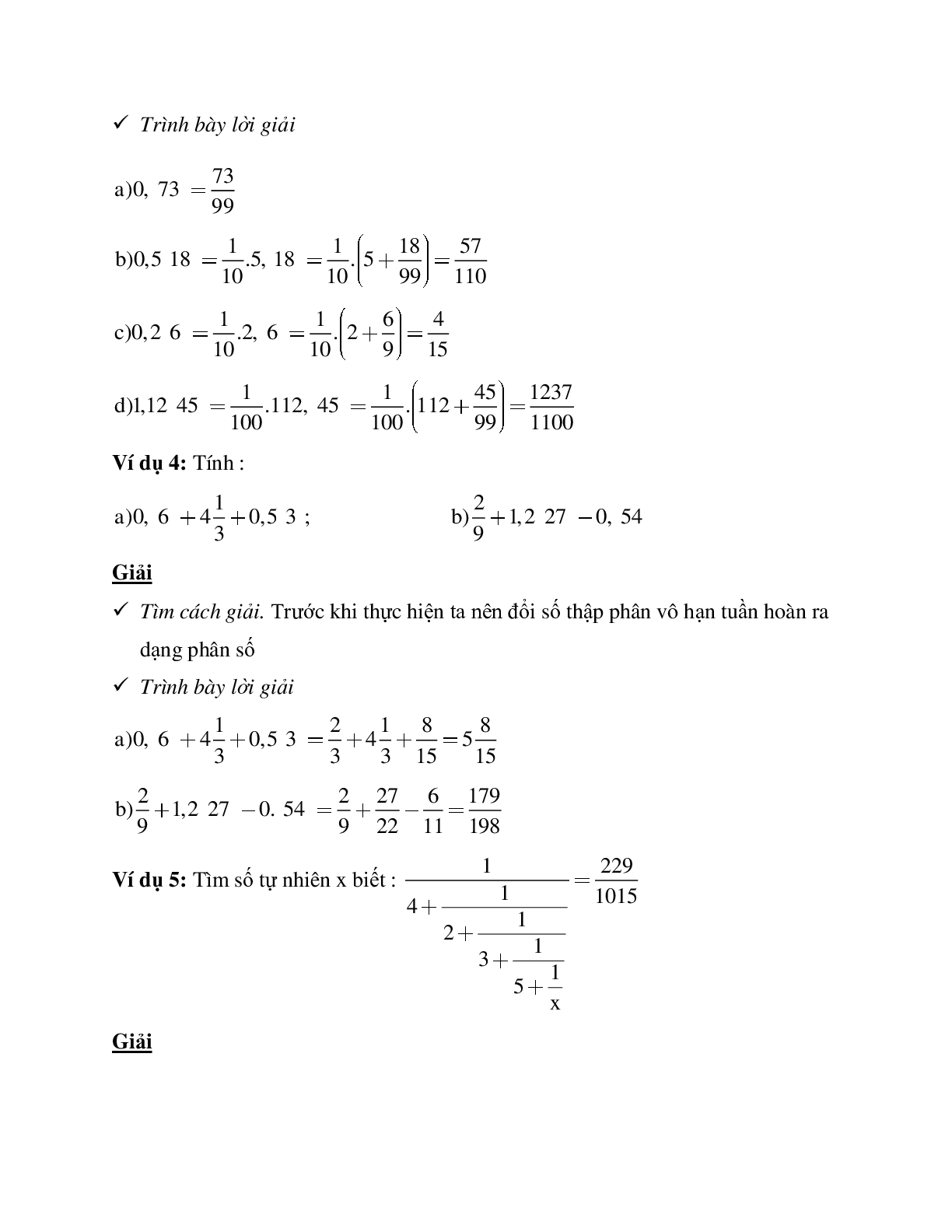 Hệ thống bài tập về Số thập phân hữu hạn - Số thập phân vô hạn tuần hoàn - Làm tròn số có lời giải (trang 3)