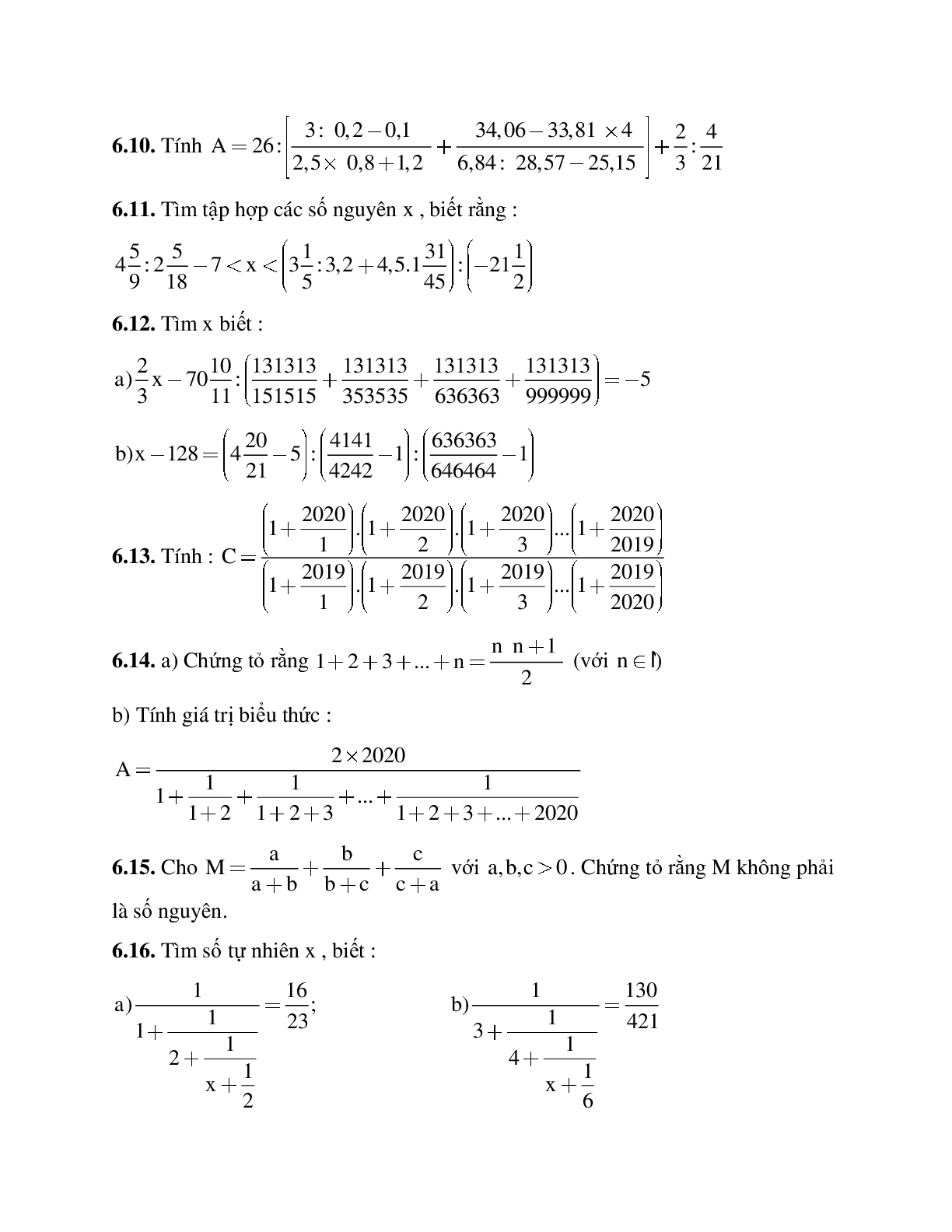 Hệ thống bài tập về Số thập phân hữu hạn - Số thập phân vô hạn tuần hoàn - Làm tròn số có lời giải (trang 6)