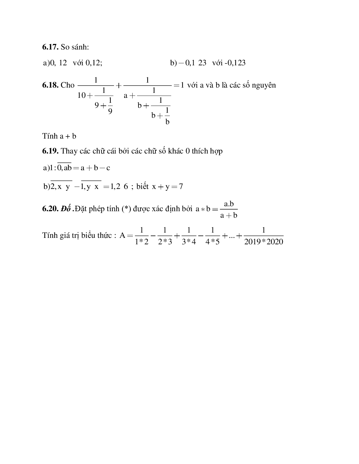 Hệ thống bài tập về Số thập phân hữu hạn - Số thập phân vô hạn tuần hoàn - Làm tròn số có lời giải (trang 7)