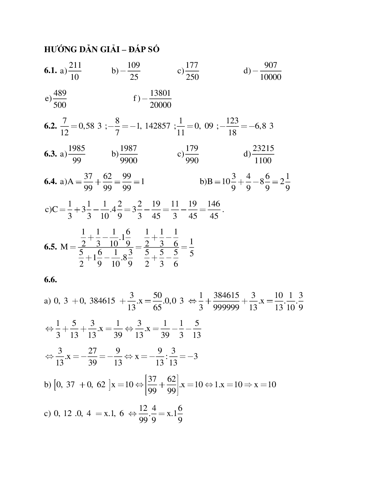 Hệ thống bài tập về Số thập phân hữu hạn - Số thập phân vô hạn tuần hoàn - Làm tròn số có lời giải (trang 8)
