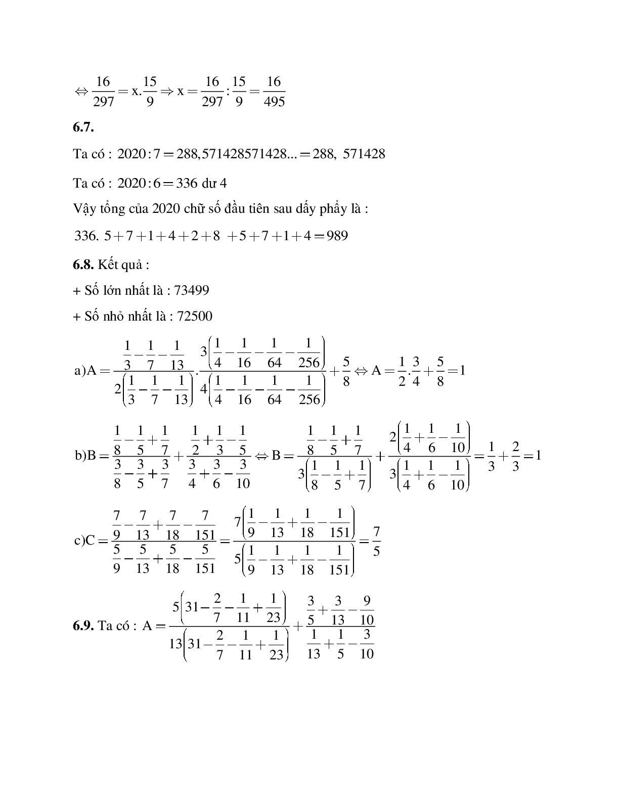 Hệ thống bài tập về Số thập phân hữu hạn - Số thập phân vô hạn tuần hoàn - Làm tròn số có lời giải (trang 9)