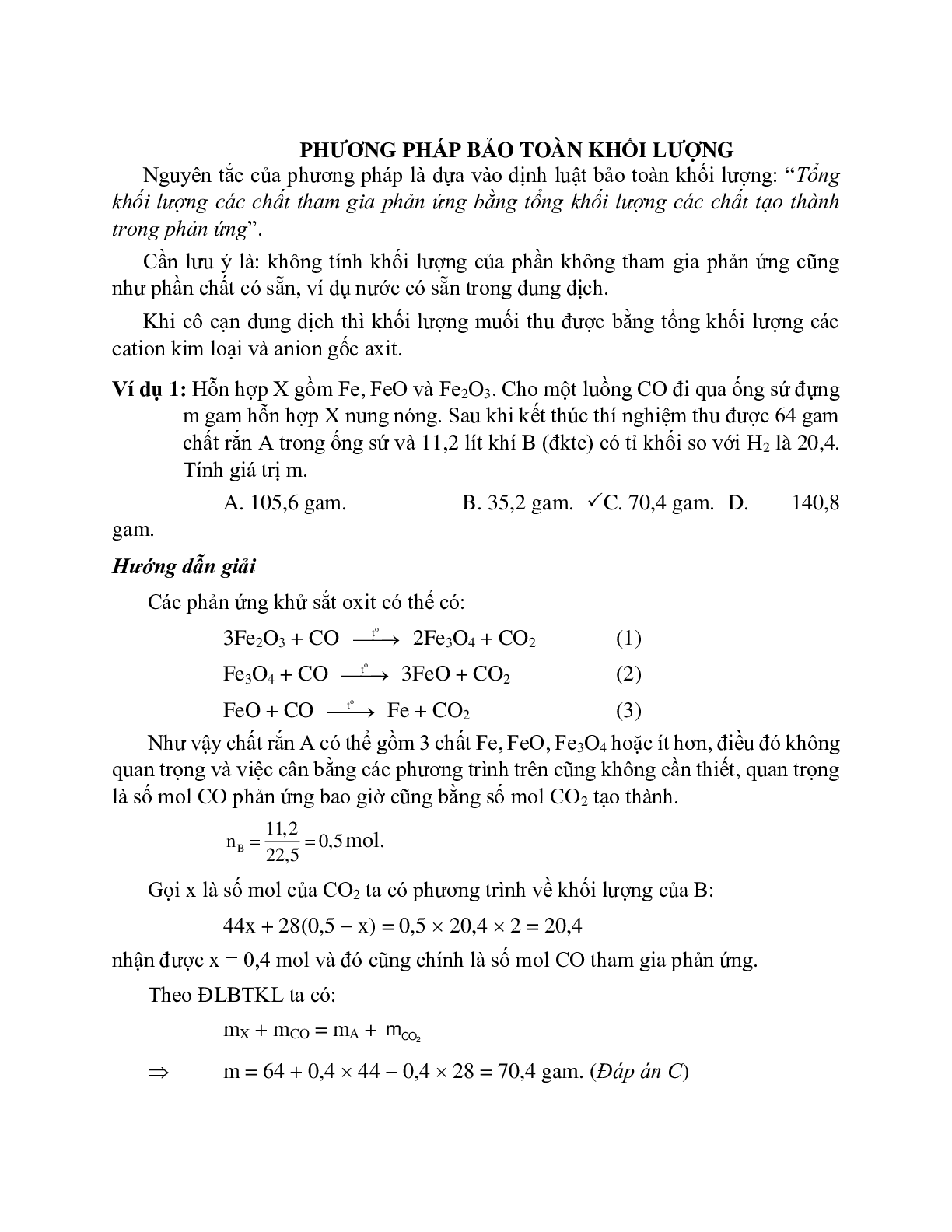Lý thuyết, bài tập về phương pháp bảo toàn khối lượng có đáp án, chọn lọc (trang 1)