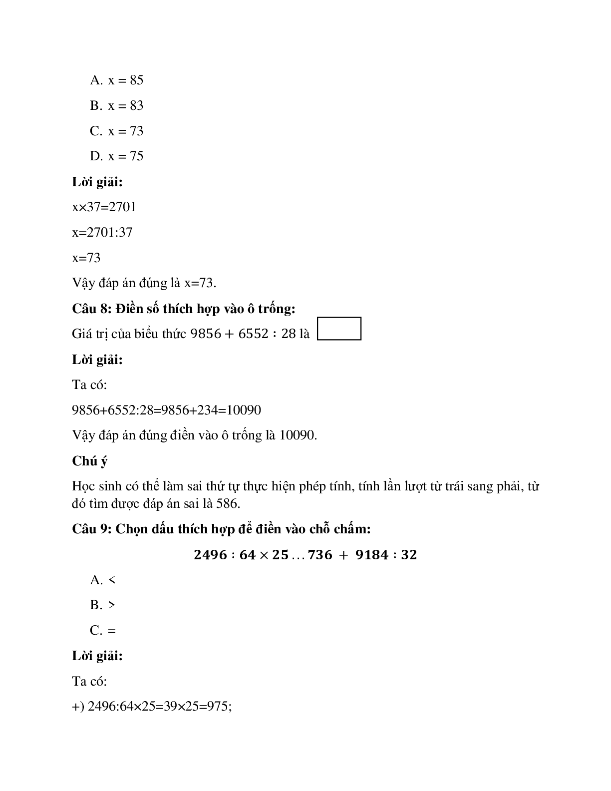 27 câu Trắc nghiệm Chia cho số có hai chữ số có đáp án 2023 – Toán lớp 4 (trang 4)