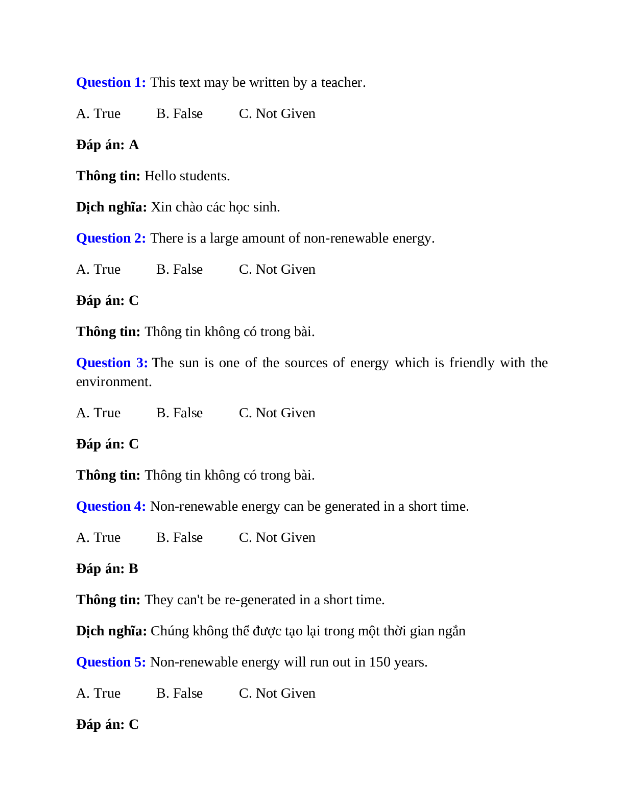 Trắc nghiệm Tiếng Anh 7 mới Unit 10 có đáp án: Sources of energy (trang 10)
