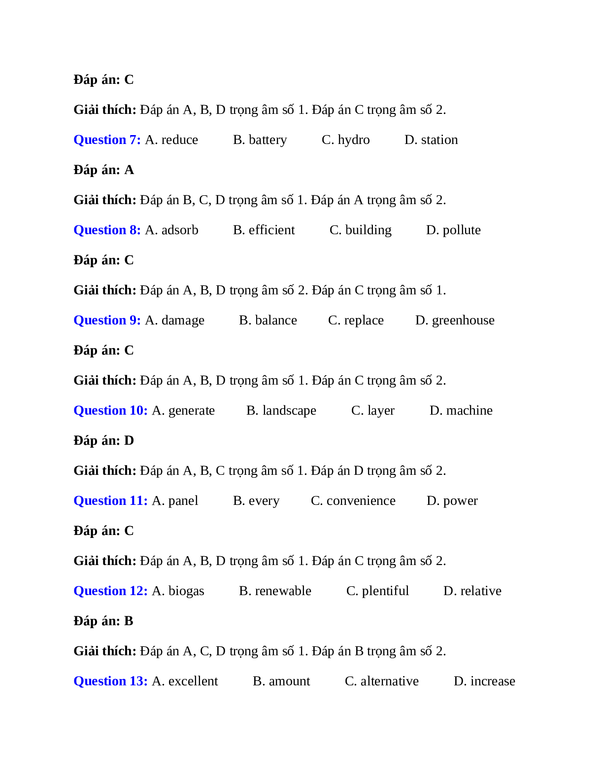 Trắc nghiệm Tiếng Anh 7 mới Unit 10 có đáp án: Sources of energy (trang 2)