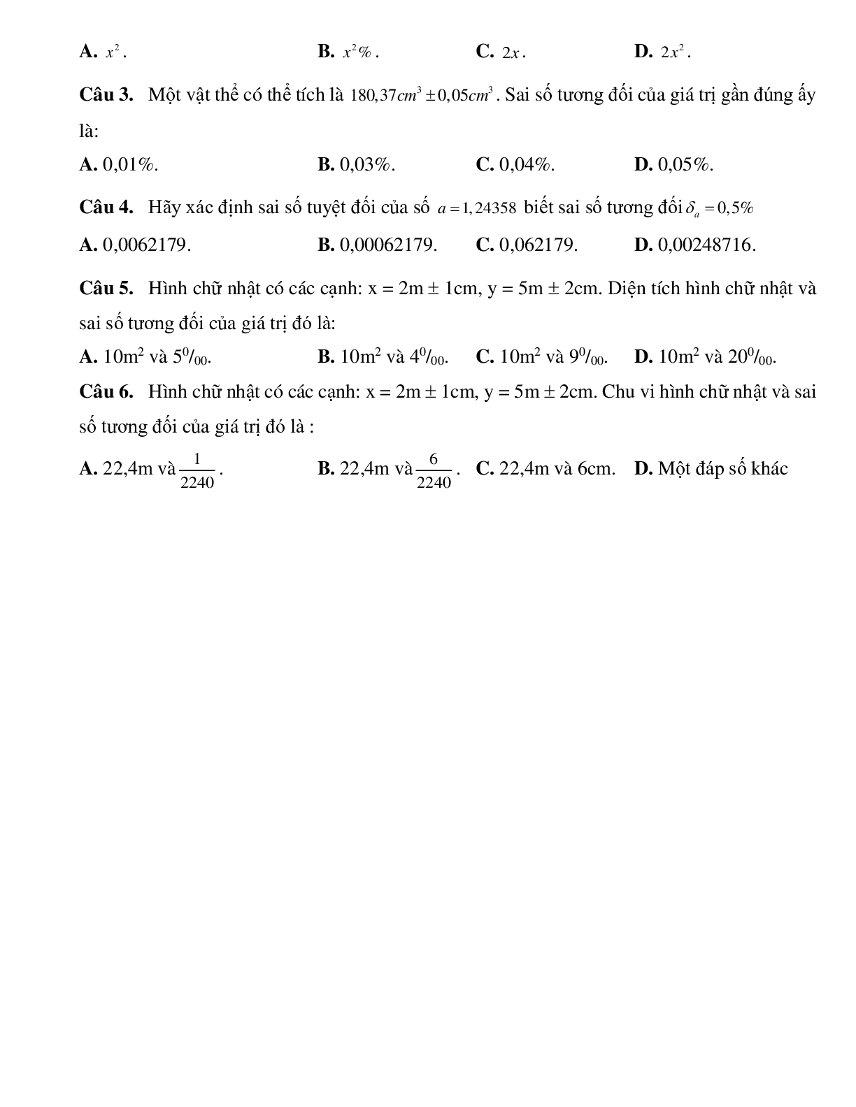 Bài tập tự luyện sai số tương đối của só gần đúng Toán 10 (trang 2)