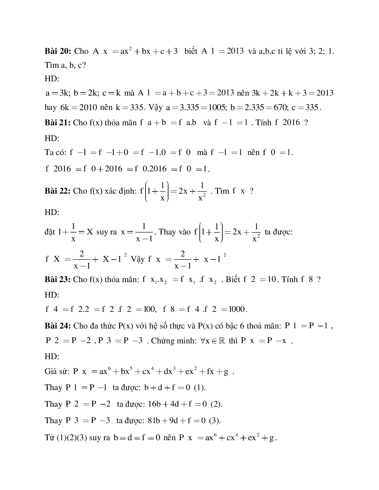 Cách giải Tìm hệ số chưa biết trong đa thức p(x) biết p(x0) = a (trang 5)