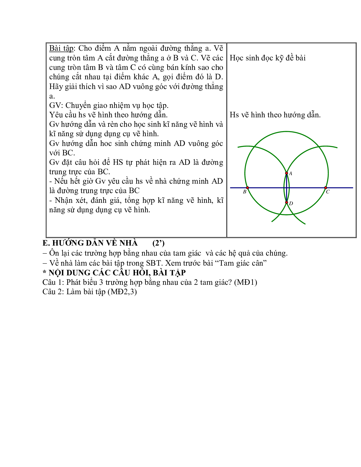 Giáo án Toán học 7: Luyện tập về ba trường hợp bằng nhau của tam giác (TT) hay nhất (trang 4)