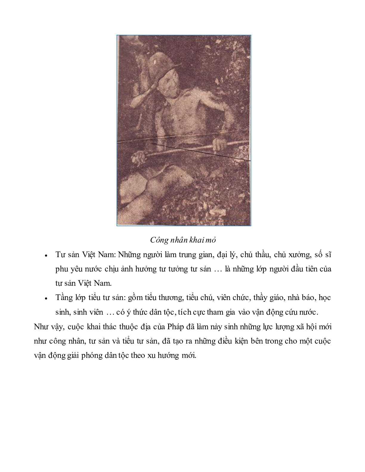 Lý thuyết Lịch sử 11: Bài 22:  Xã hội Việt Nam trong cuộc khai thác lần thứ nhất của thực dân Pháp mới nhất (trang 5)