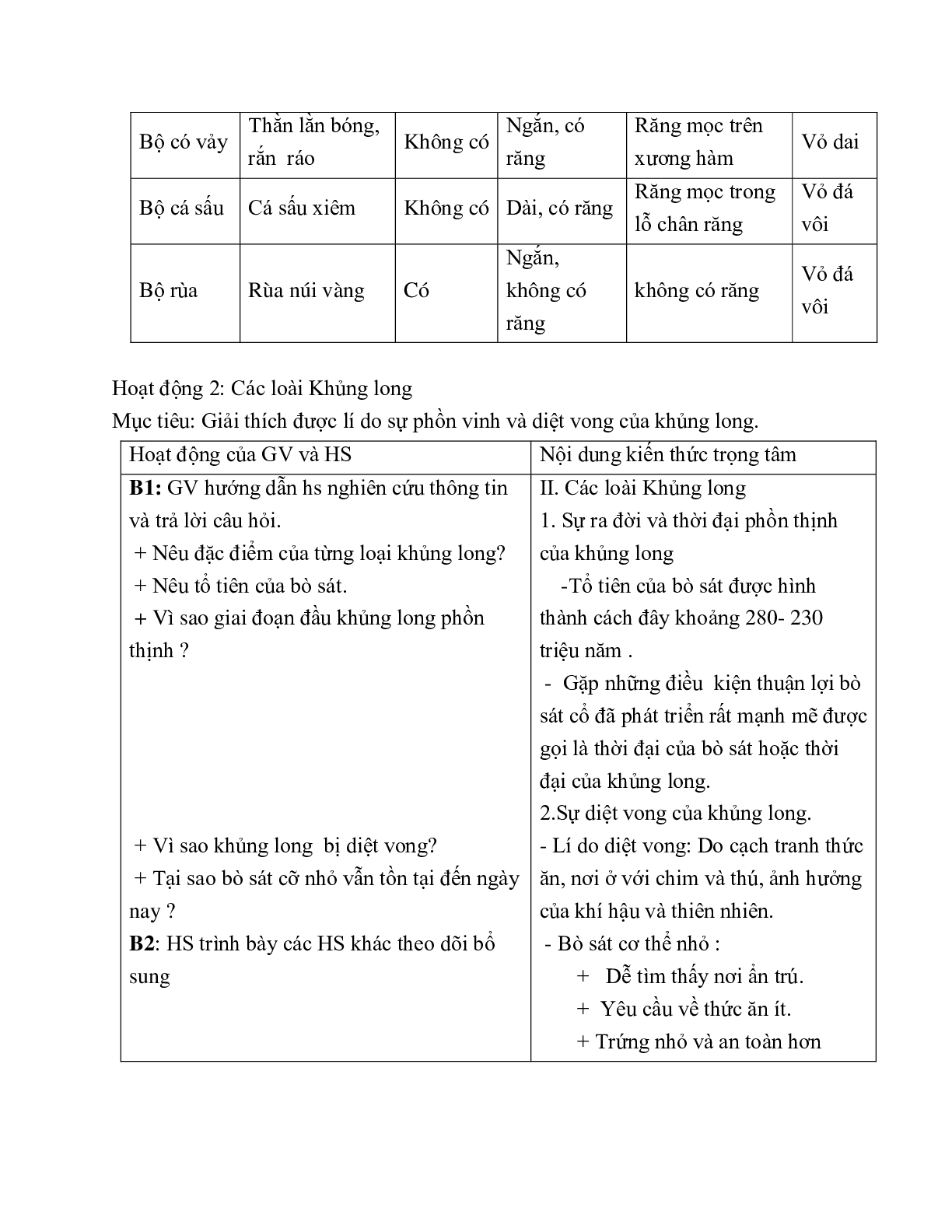 Giáo án Sinh học 7 Bài 40: Đa dạng và đặc điểm chung của lớp Bò sát mới nhất (trang 3)