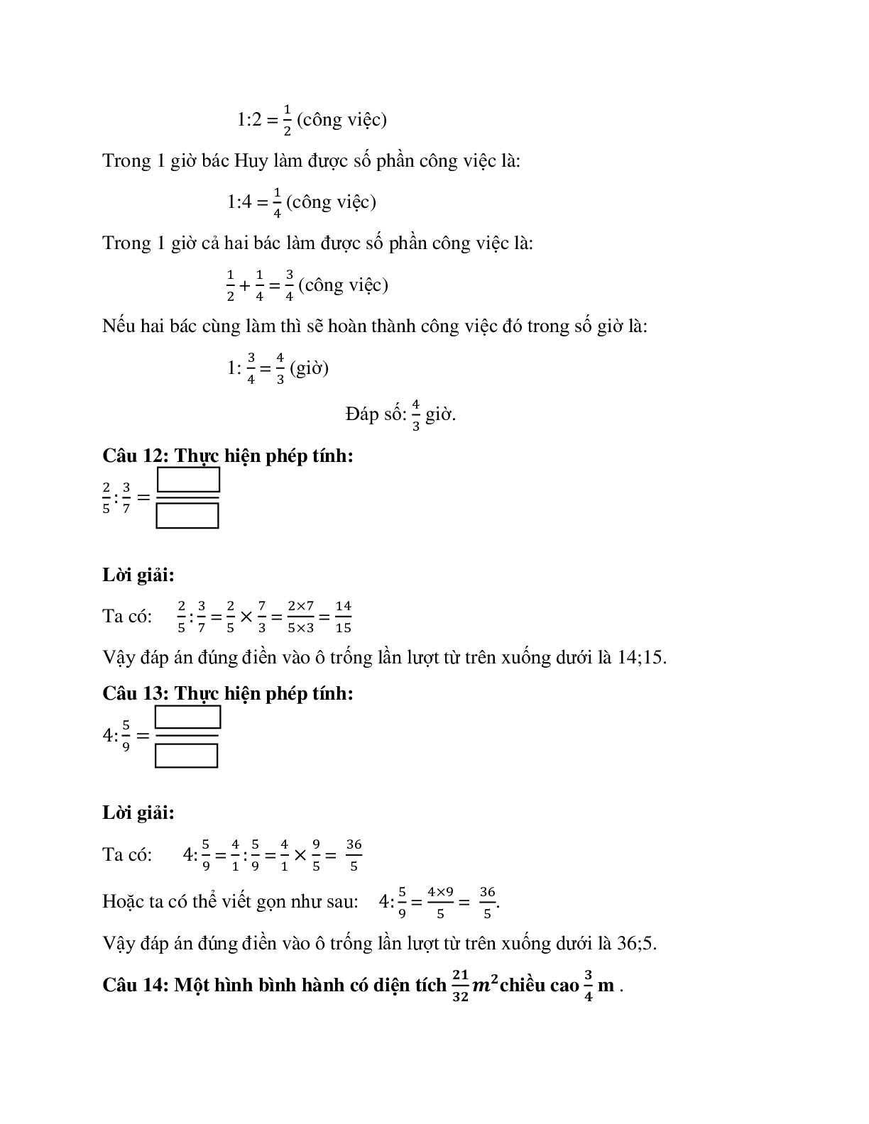 27 câu Trắc nghiệm Phép chia phân số có đáp án 2023 – Toán lớp 4 (trang 6)