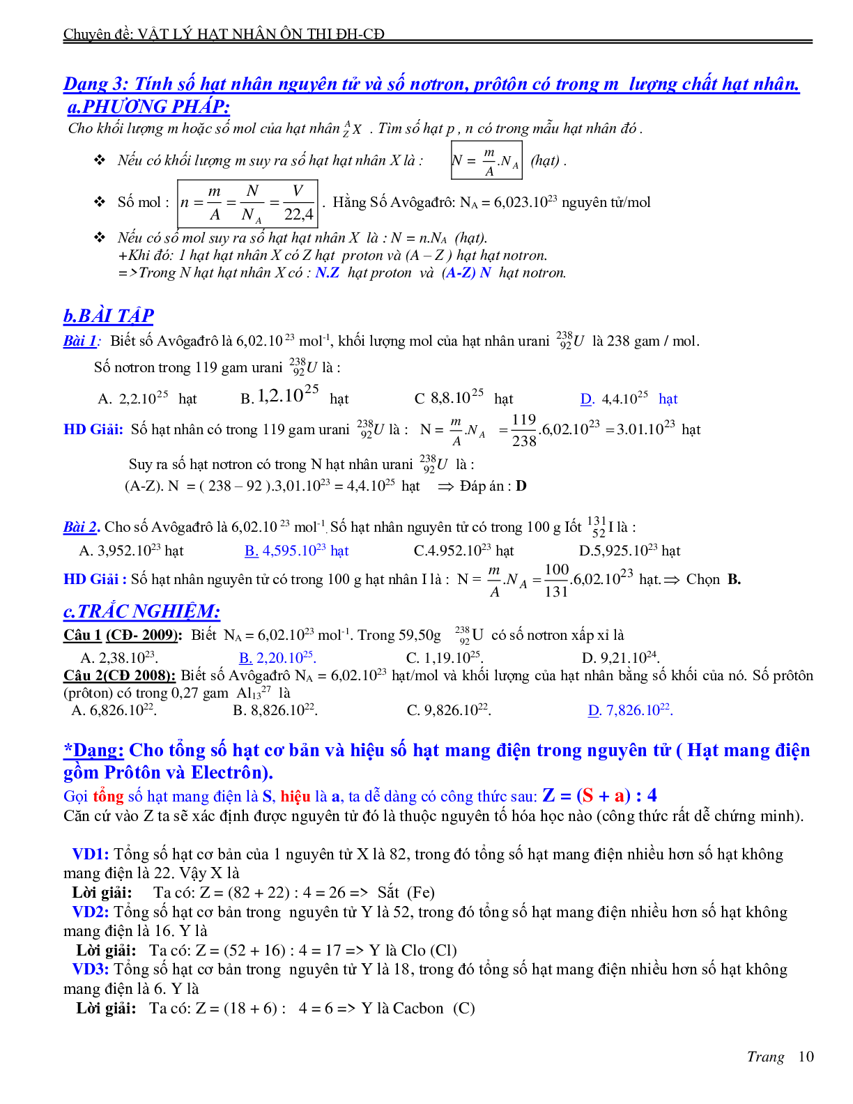 Chuyên đề Hạt nhân nguyên tử môn Vật lý lớp 12 (trang 10)