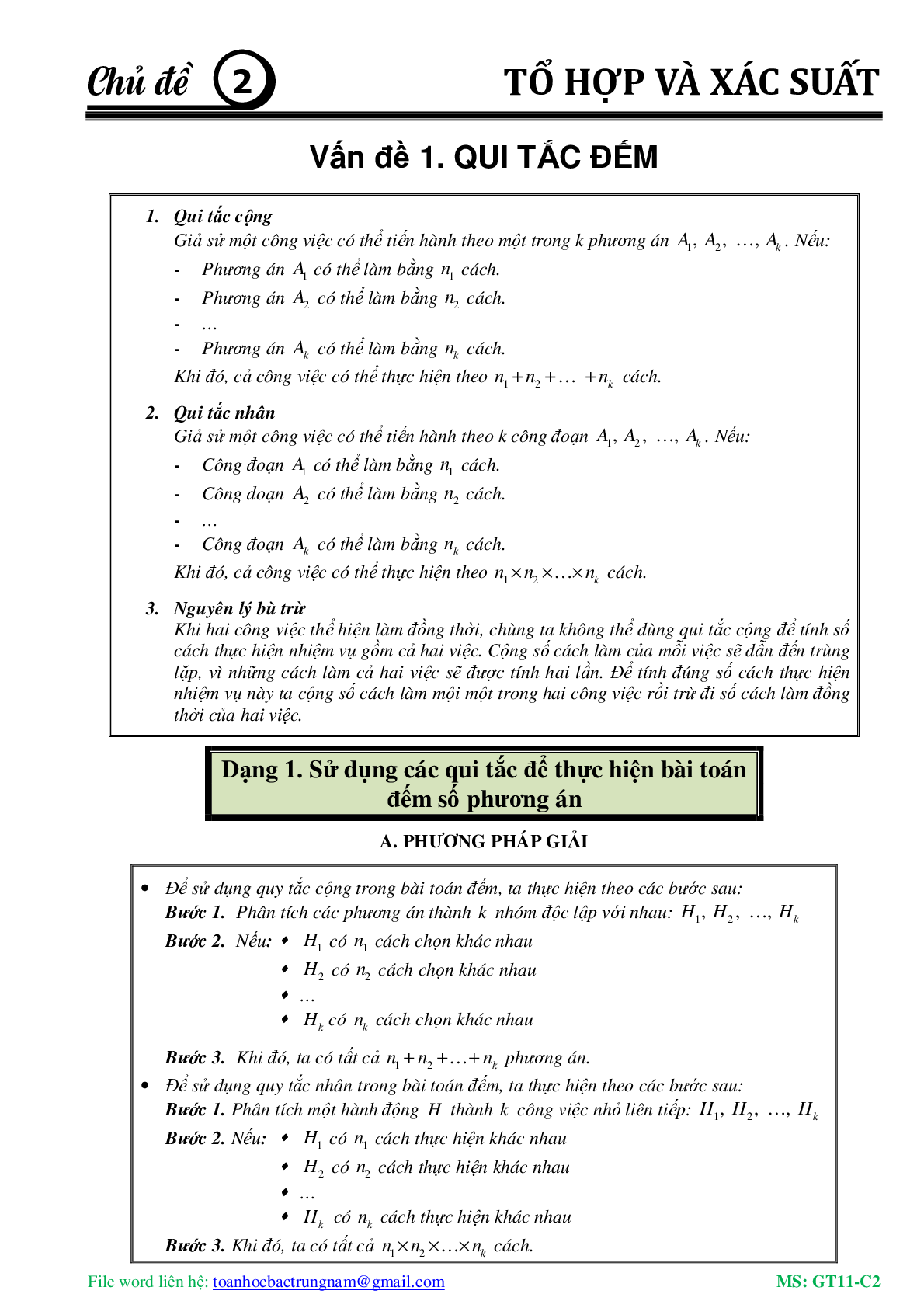 Phân dạng và bài tập chuyên đề tổ hợp – xác suất (trang 2)