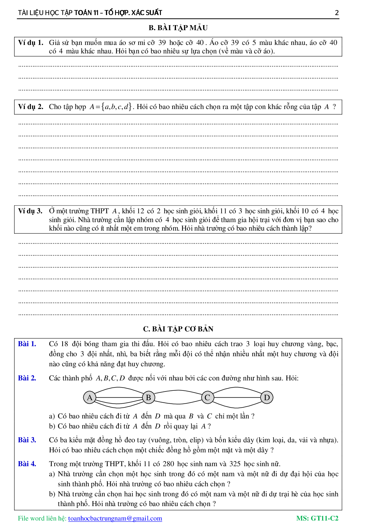 Phân dạng và bài tập chuyên đề tổ hợp – xác suất (trang 3)