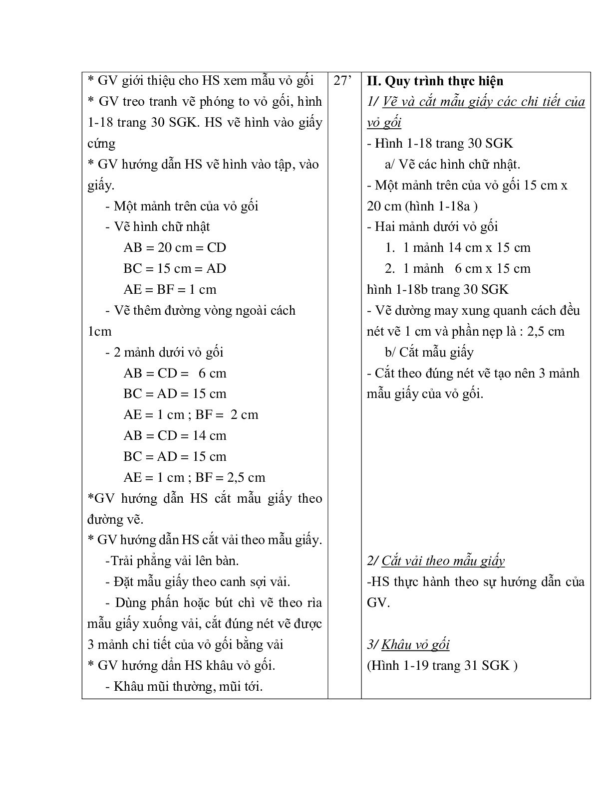 GIÁO ÁN CÔNG NGHỆ 6 BÀI 6:THỰC HÀNH CẲT KHÂU VỎ GỐI HÌNH CHỮ NHẬT MỚI NHẤT – CV5555 (trang 2)