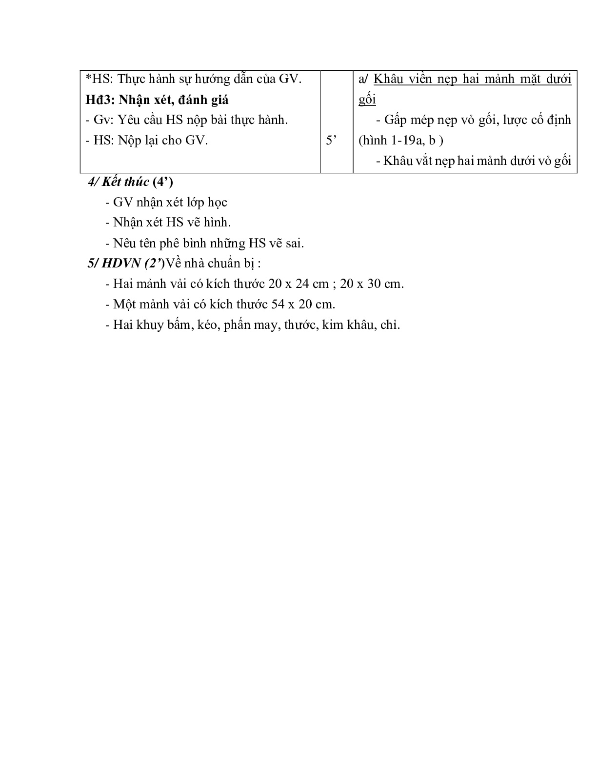 GIÁO ÁN CÔNG NGHỆ 6 BÀI 6:THỰC HÀNH CẲT KHÂU VỎ GỐI HÌNH CHỮ NHẬT MỚI NHẤT – CV5555 (trang 3)