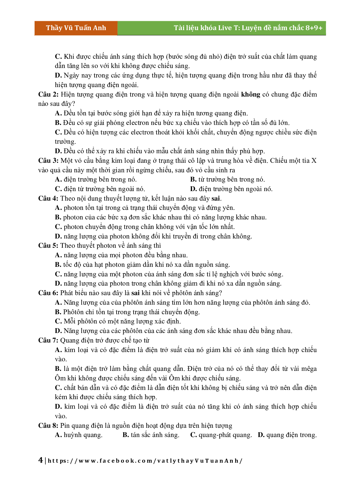 Lý Thuyết Chương Lượng Tử Ánh Sáng Môn Vật Lý Lớp 12 (trang 4)