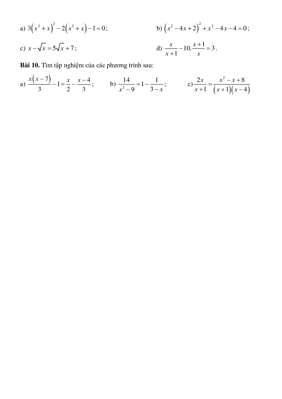 Các dạng phương trình quy về phương trình bậc hai chọn lọc (trang 5)