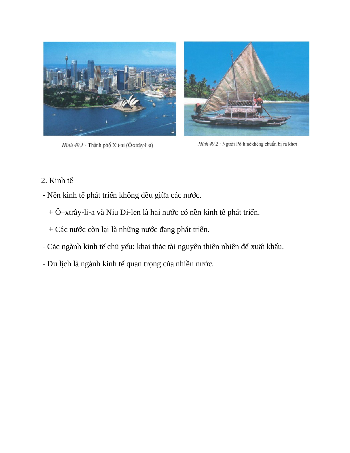 Địa Lí 7 Bài 49 (Lý thuyết và trắc nghiệm): Dân cư và kinh tế châu Đại Dương (trang 2)