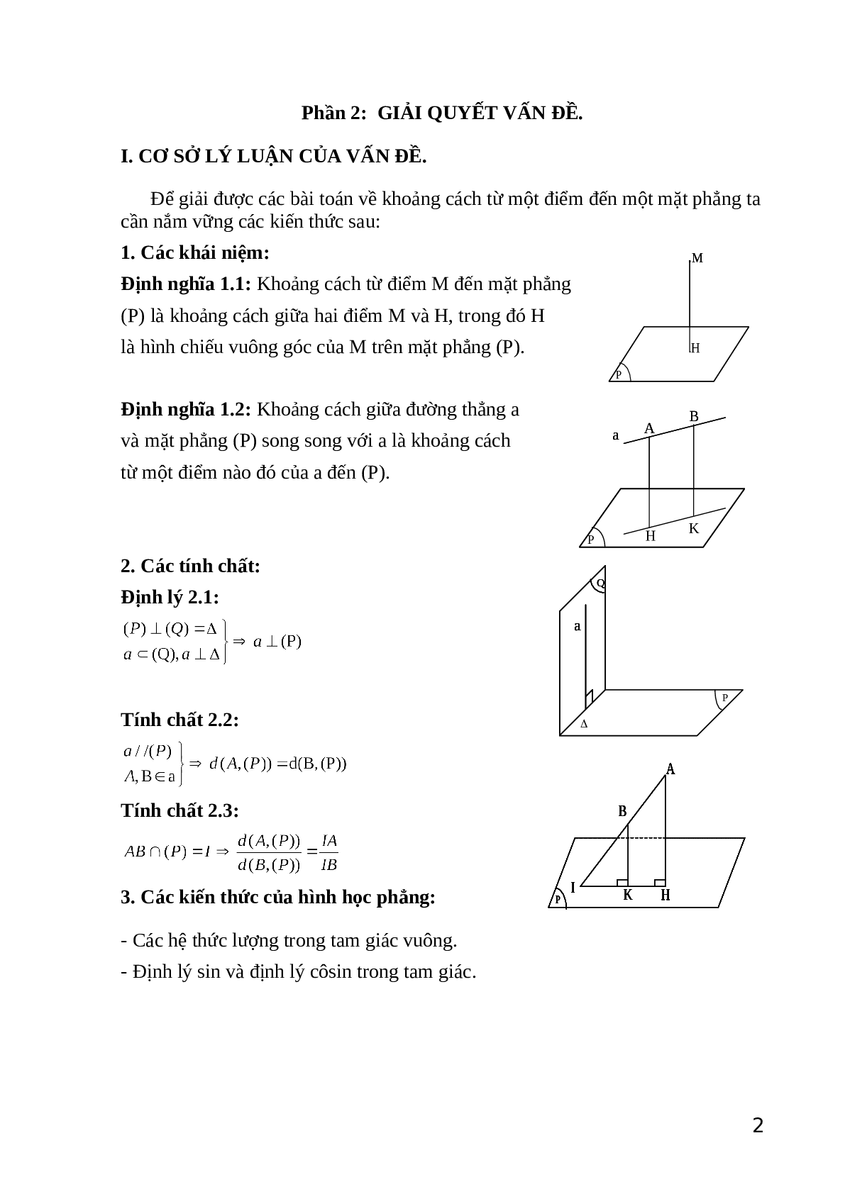 Phương pháp Xác định khoảng cách từ 1 điểm đến 1 mặt phẳng toán 11 (trang 3)
