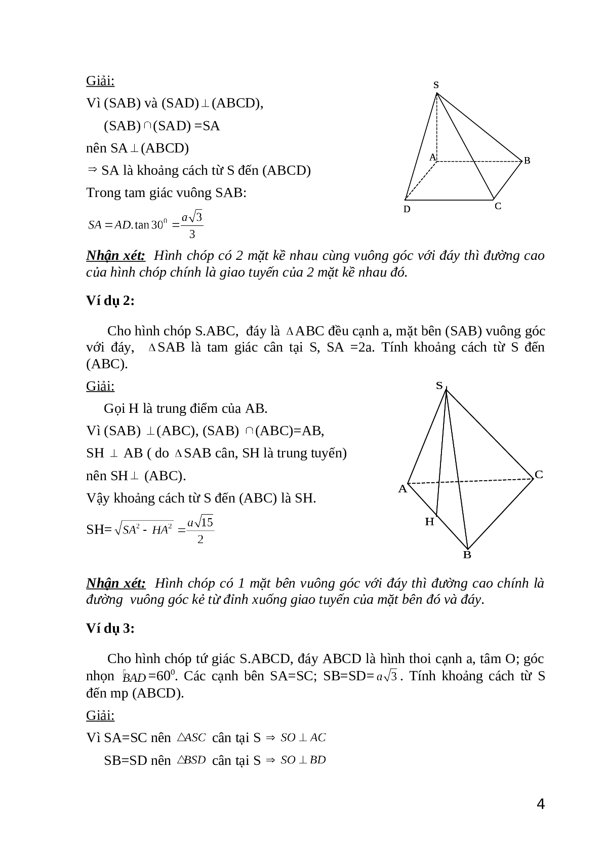Phương pháp Xác định khoảng cách từ 1 điểm đến 1 mặt phẳng toán 11 (trang 5)