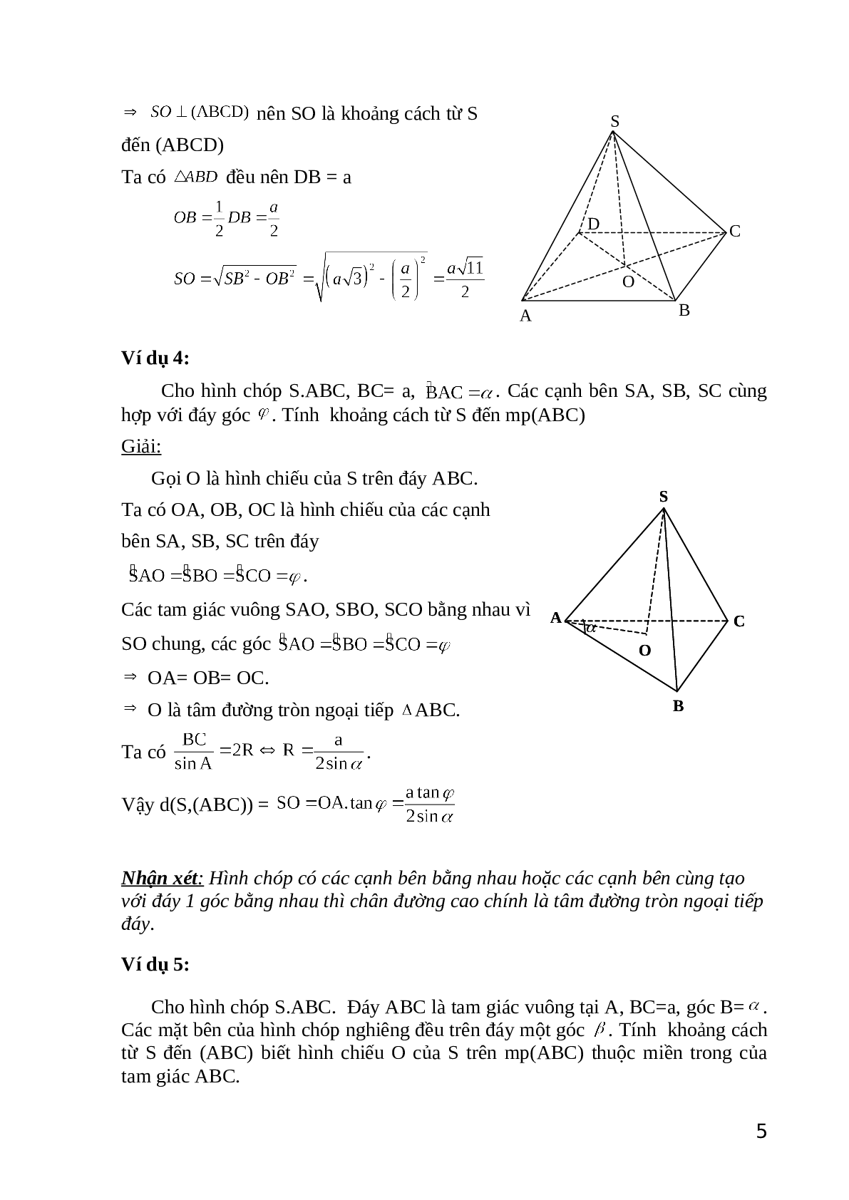 Phương pháp Xác định khoảng cách từ 1 điểm đến 1 mặt phẳng toán 11 (trang 6)