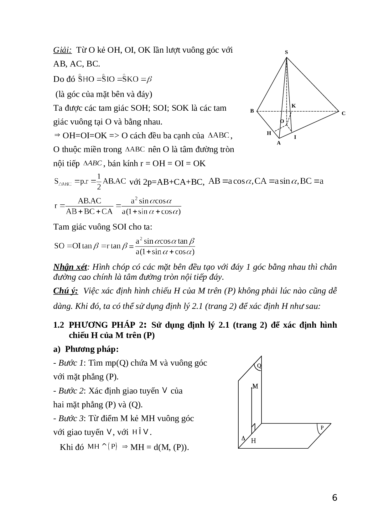 Phương pháp Xác định khoảng cách từ 1 điểm đến 1 mặt phẳng toán 11 (trang 7)