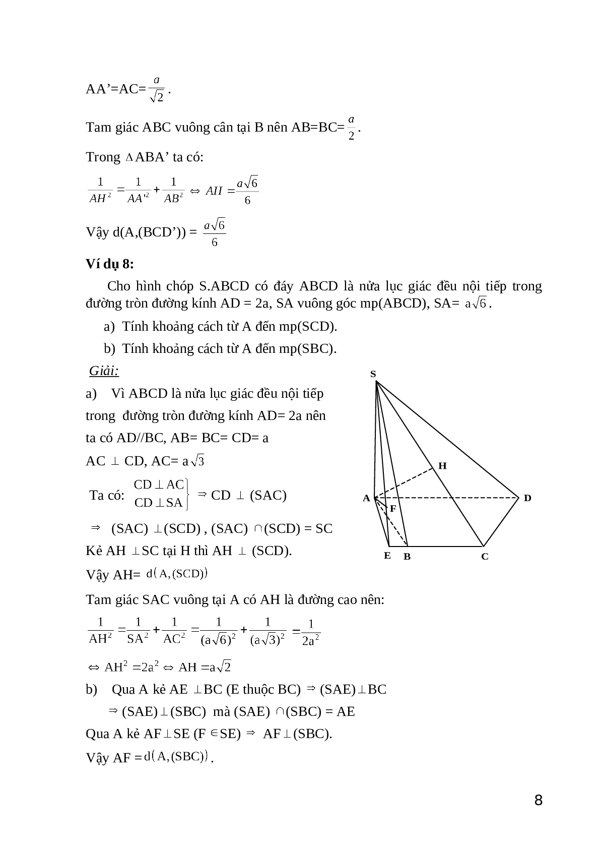 Phương pháp Xác định khoảng cách từ 1 điểm đến 1 mặt phẳng toán 11 (trang 9)