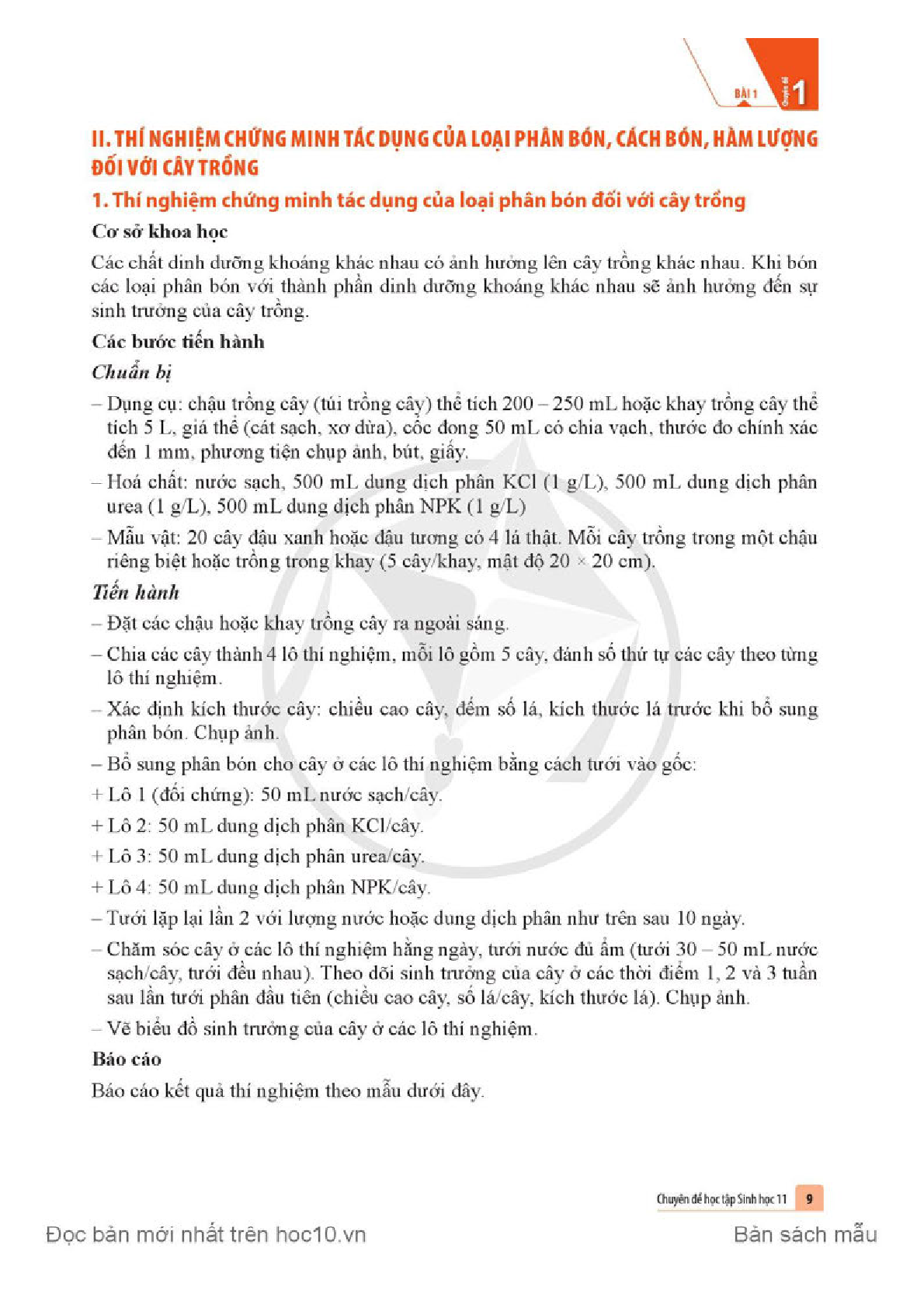 Chuyên đề học tập Sinh học 11 Cánh diều pdf (trang 10)