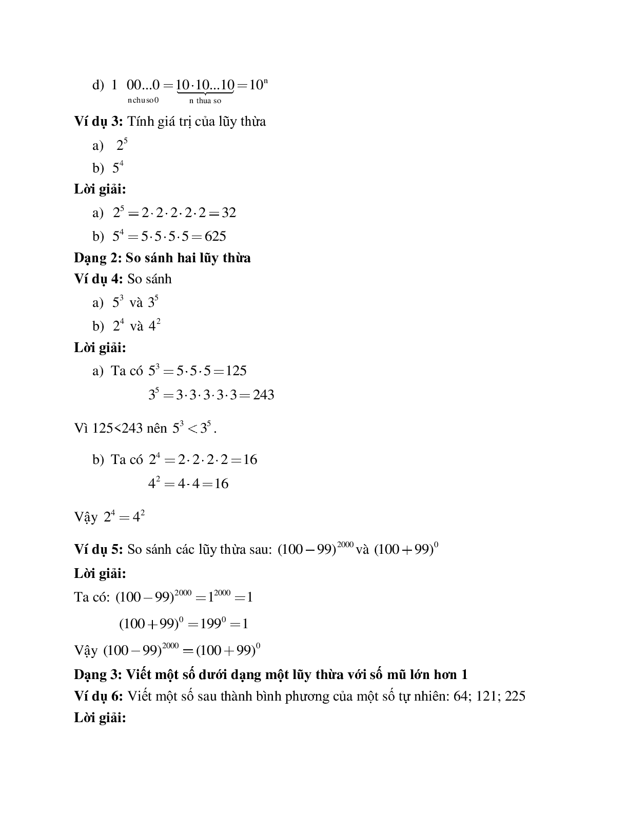 Các dạng toán thường gặp về Lũy thừa với số mũ tự nhiên có lời giải (trang 2)