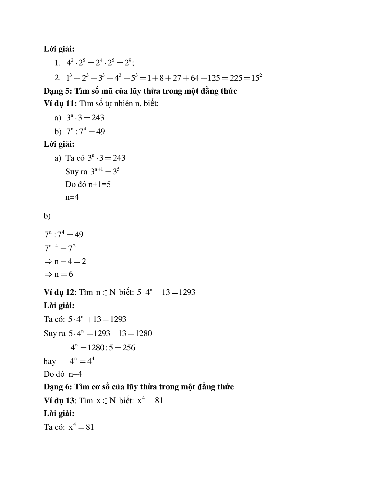 Các dạng toán thường gặp về Lũy thừa với số mũ tự nhiên có lời giải (trang 4)
