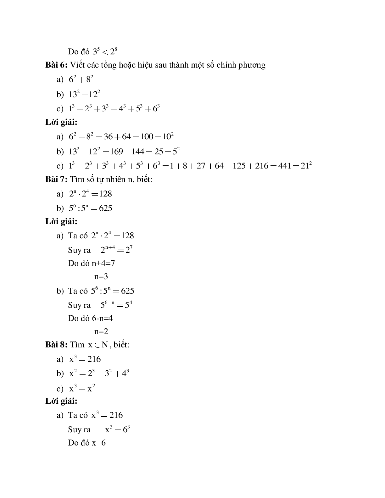 Các dạng toán thường gặp về Lũy thừa với số mũ tự nhiên có lời giải (trang 7)