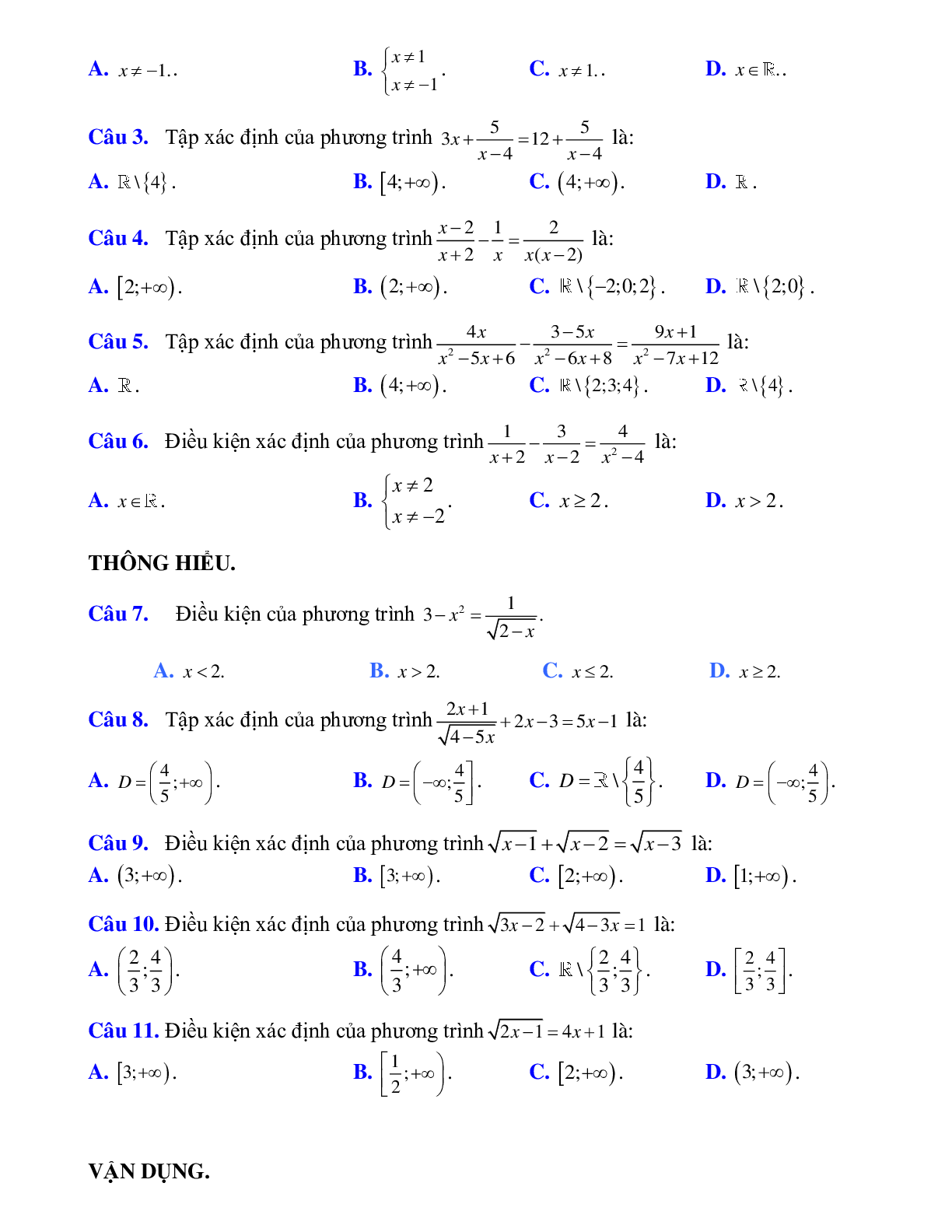 Điều kiện xác định của phương trình (trang 3)