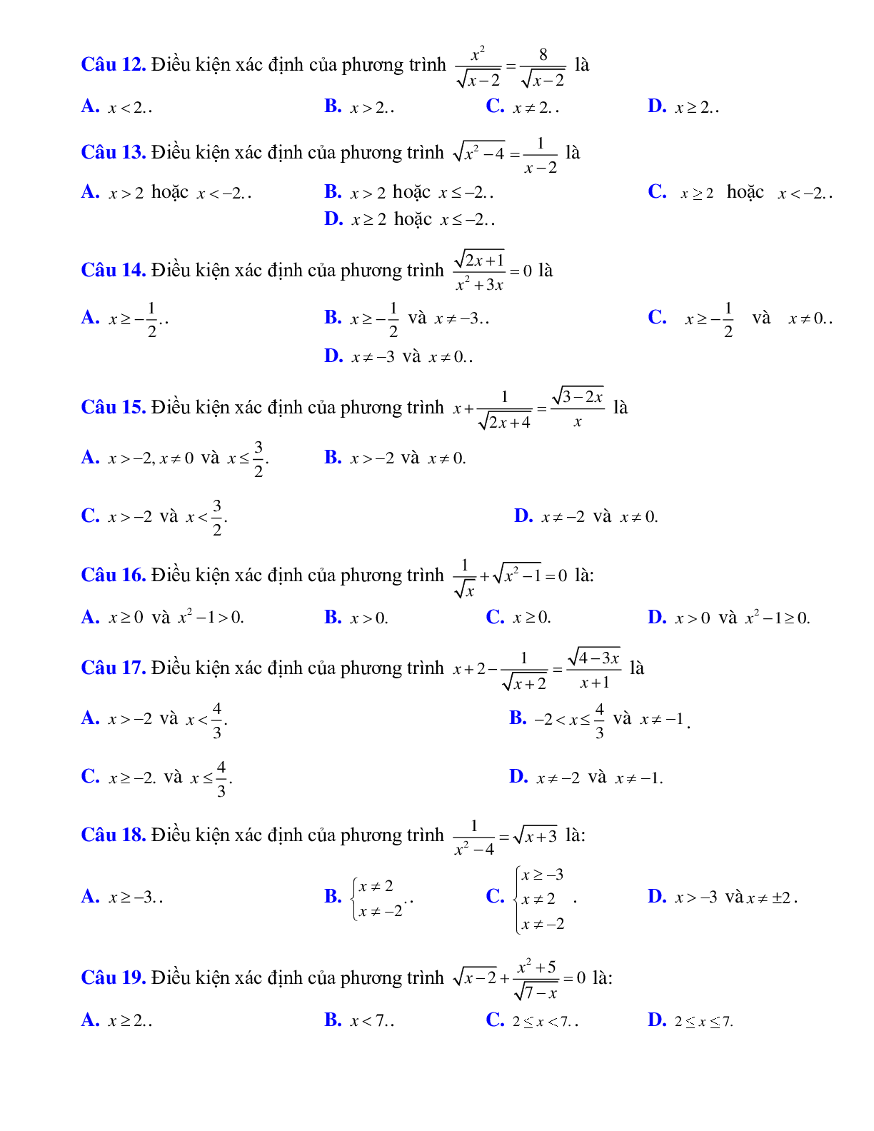 Điều kiện xác định của phương trình (trang 4)