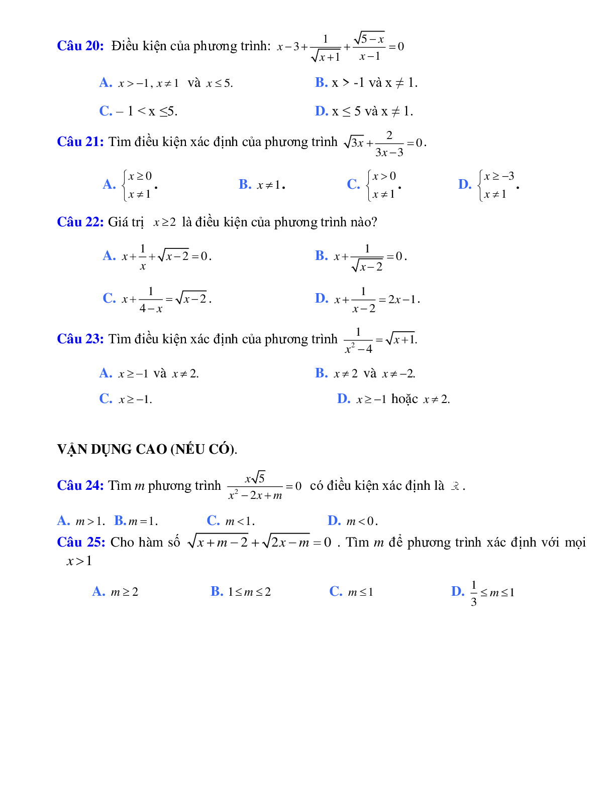 Điều kiện xác định của phương trình (trang 5)