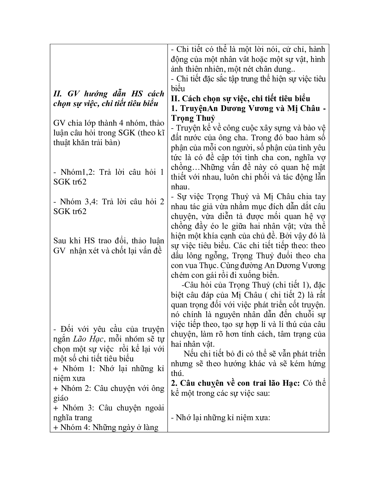 Giáo án ngữ văn lớp 10 Tiết 19: Chọn sự việc chi tiết tiêu biểu trong văn tự sự (trang 3)