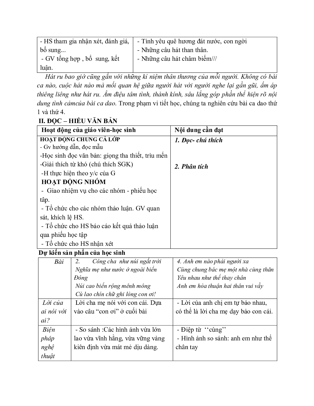 Giáo án ngữ văn lớp 7 Tuần 2 Tiết 9: Ca dao, dân ca những câu hát về tình cảm gia đình mới nhất (trang 3)